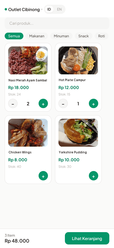 Tampilan kasir (POS) KelarinApp