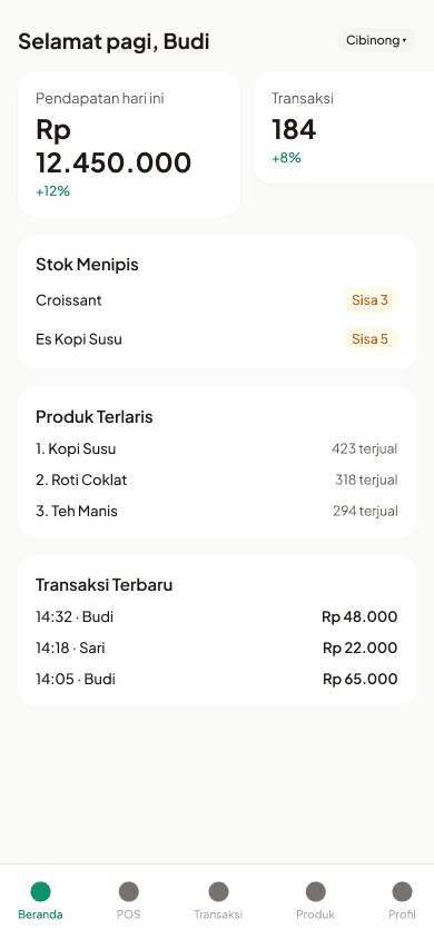 Tampilan Beranda KelarinApp di HP